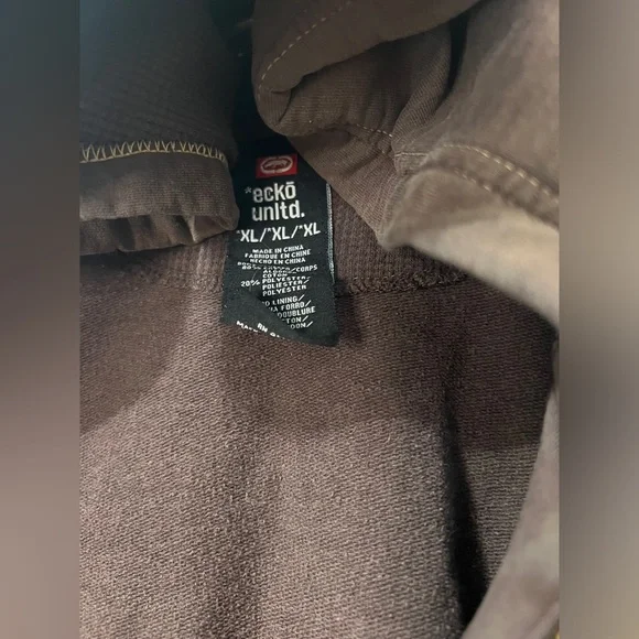 Men's Vintage Ecko Zip Hoodie with Arm Pocket Details in Brown Size XL - Picture 5 of 6